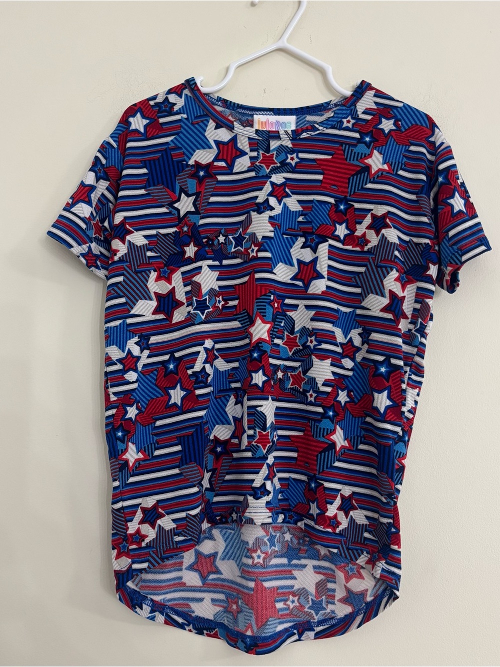 Youth LuLaRoe Patriotic Star Print Top Size 6